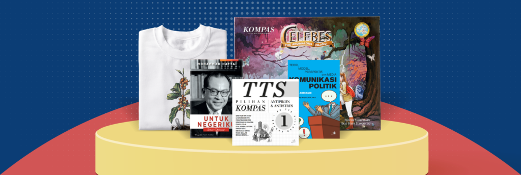 Buku fiksi & non fiksi, boardgame, kaus Kompas